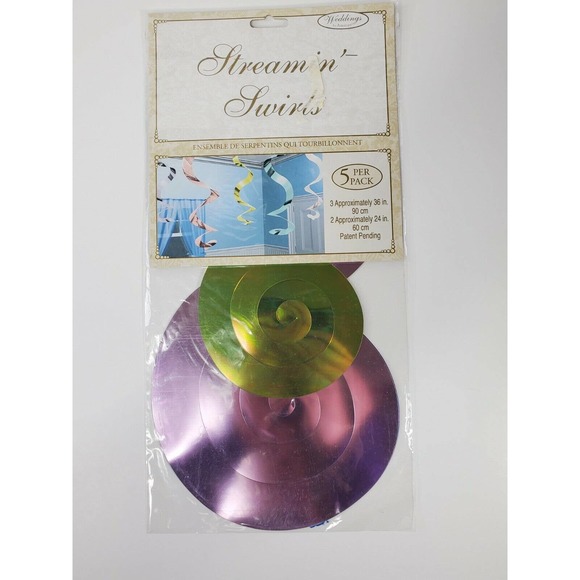 Streamin' swirls amscan 5 per pack 3 36 in 90 cm 2 24 in 60 cm - Picture 1 of 9